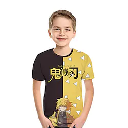 Inspired by Demon Slayer: Kimetsu no Yaiba Agatsuma Zenitsu T-shirt Cartoon Manga Anime Harajuku Graphic Kawaii T-shirt For Boys Girls' Kid's 3D Print 100% Polyester Lightinthebox