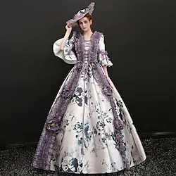 Princess Shakespeare Gothic Rococo Vintage Inspired Medieval Dress Party Costume Masquerade Women's Costume Vintage Cosplay Party Special Occasion Halloween 3/4-Length Sleeve Ball Gown Dress Christmas Lightinthebox