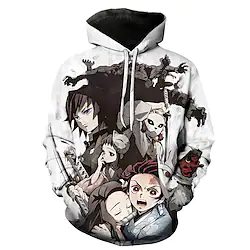 Inspired by Demon Slayer Kamado Nezuko Kamado Tanjirou Cosplay Costume Hoodie Cartoon 3D Harajuku Graphic Kawaii Hoodie For Men's Women's Adults' Polyester / Cotton Blend Lightinthebox