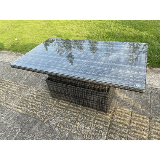 mixed grey rattan adjustable rising dining coffee table