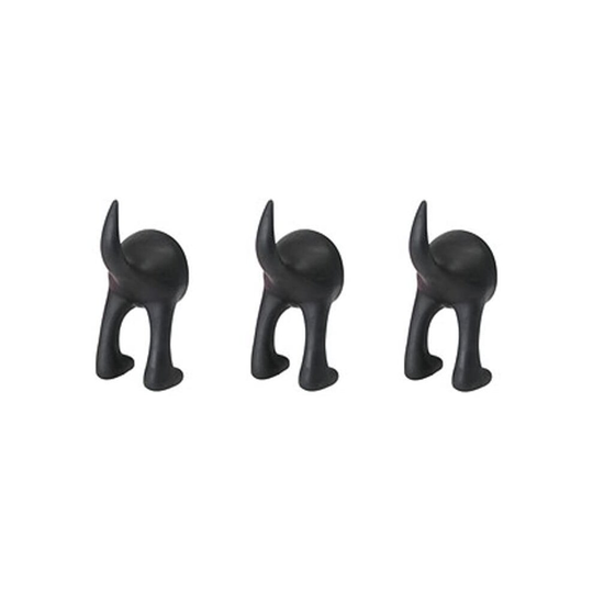 Ikea Set of 3 Dog Tail Hooks Hat Coat Key Wall Mounted Hanger (Black)