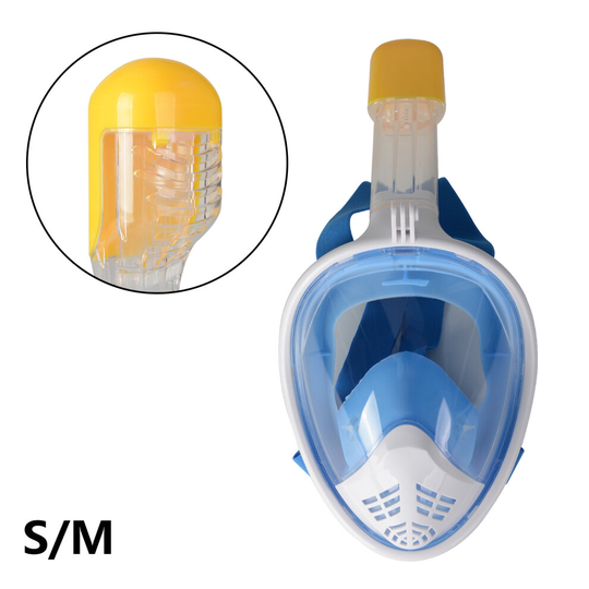 (Blue , Bending S/M) Anti Fog Full Face Snorkel Mask Scuba Goggles