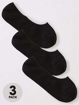 Everyday 3 Pack Of Invisible Trainer Liner Socks With Heel Grips - Black