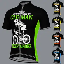 21Grams Old Man Men's Short Sleeve Cycling Jersey Summer Spandex Polyester Funny Bike Jersey Top Mountain Bike MTB Road Bike Cycling Breathable Quick Dry Reflective Strips Green White Black Lightinthebox