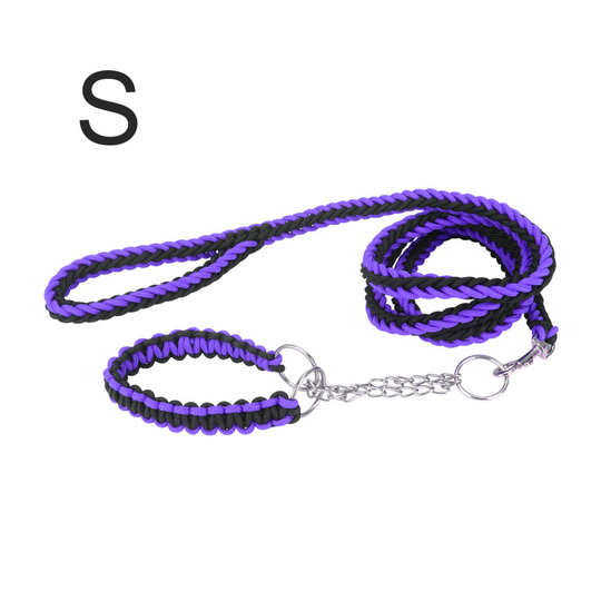 (Purple+Black, S) Leash with Dogs Chain Coupler Harness Puppy Collar