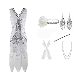 The Great Gatsby Roaring 20s Vintage Inspired The Great Gatsby Party Costume JSK / Jumper Skirt Women's Sequins Tassel Fringe Costume Vintage Cosplay Halloween Party Evening Dress Sleeveless Short Lightinthebox