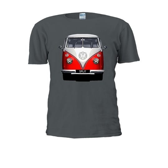 (XX-Large, Charcoal) Vw Camper Van Splitscreen Choice of Bus Colour Men Women Unisex Top T Shirt