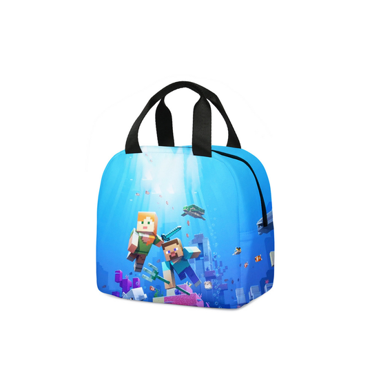 (02) Minecraft Lunch Bag Thermal Insulated Cooler Tote
