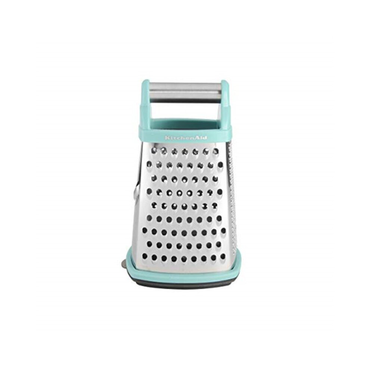 KitchenAid Gourmet 4-Sided Stainless Steel Box Grater with Detachable Storage Container, Small, Aqua