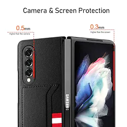 Phone Case For Samsung Galaxy Back Cover Z Fold 3 Portable Detachable Card Holder Slots Solid Colored PC PU Leather Lightinthebox