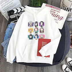 Inspired by Demon Slayer Kamado Nezuko Kamado Tanjirou Cosplay Costume Hoodie Cartoon Print Harajuku Graphic Kawaii Hoodie For Men's Women's Adults' Polyester / Cotton Blend Lightinthebox