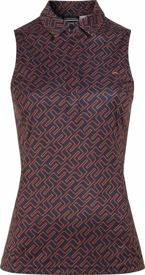 J.Lindeberg Dena Print Sleeveless Golf Top Ketchup Bridge Monogram XS