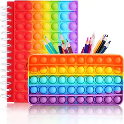 2PCS Pop Notebook Pencil Case Set Silicone Simple Pencil Box Fidget Notebook Toys to Relieve Stress for Children and Adults Lightinthebox