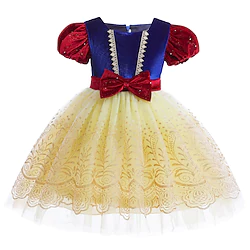 Snow White and the Seven Dwarfs Snow White Fairytale Princess Flower Girl Dress Theme Party Costume Tulle Dresses Girls' Movie Cosplay Cosplay Halloween Blue Dress Halloween Carnival Masquerade Lightinthebox