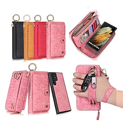 Mulitifunctional Wallet Genuine Leather Case For Samsung Galaxy S22 S21 Plus Ultra S10 S9 S8 Plus Shockproof Full Body Cases Solid Colored Lightinthebox