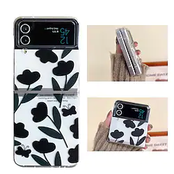 Phone Case For Samsung Galaxy Flip Z Fold 4 Z Fold 3 Z Flip 4 Z Flip 3 Portable Flip Dustproof Flower PC Lightinthebox