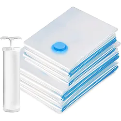 5pcs/set Vacuum Bag for Clothes Storage Bag With Valve Transparent Border Folding Compressed Organizer Travel Space Saving Seal Packet Lightinthebox