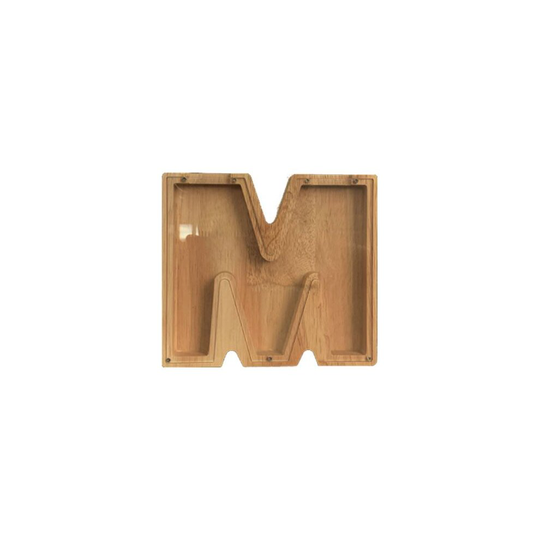 (M) Wooden Letter Piggy Bank English Alphabet Coin Money Storage Boxes Xmas Gifts Birthday Gifts