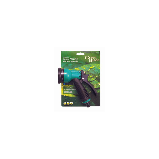6 Function Spray Nozzle With Non Slip Grip - hose spray gun garden adapter nozzle male female mender thread tap connector ten setting 2 connectors