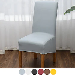 Waterproof Dining Chair Cover Black Stretch Chair Slipcover PU Leather High Back Chair Seat Cover Protector with Elastic Band for Dining Room,Wedding, Ceremony, Banquet Lightinthebox