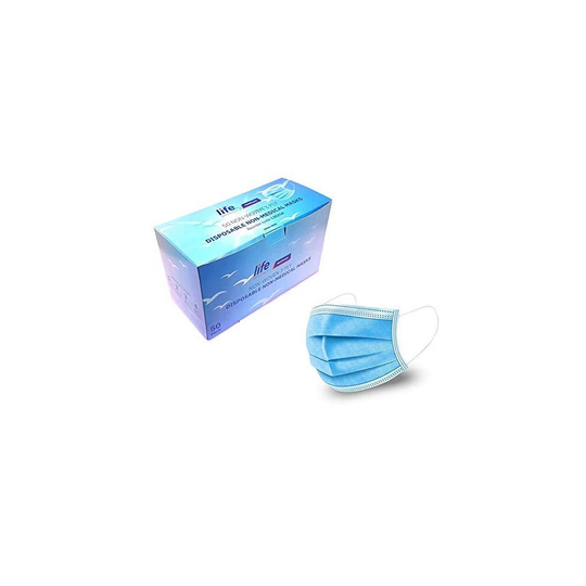 LIFE Healthcare Face Masks 3-ply disposable, Box of 50, UK brand