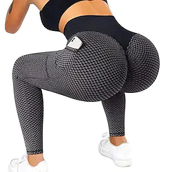 Women's Yoga Leggings Plus Size Scrunch Butt Side Pockets Jacquard Tummy Control Butt Lift Quick Dry Yoga Fitness Gym Workout Tights Leggings Black Green Gray Sports High Elasticity Lightinthebox