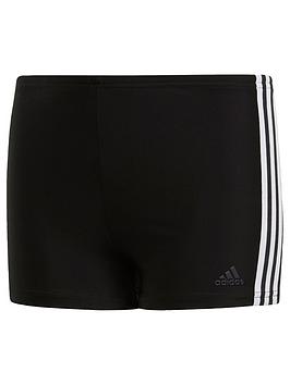Boys, adidas Swim Fit Boxer 3 Stripe Youth - Black/White, Black/White, Size 5-6 Years