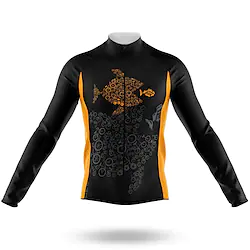 21Grams Men's Cycling Jersey Long Sleeve Bike Top with 3 Rear Pockets Mountain Bike MTB Road Bike Cycling Breathable Quick Dry Moisture Wicking Reflective Strips Black Polyester Spandex Sports Lightinthebox