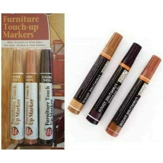 Furniture Touch Up Markers 3 Brown Wood Scratch Repair Restore Pens Paint Floor