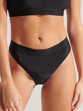 Superdry Recycled Fabric Bikini Brief - Black, Black, Size 10, Women