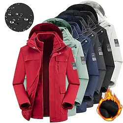 Men's Hiking 3-in-1 Jackets Ski Jacket Waterproof Hiking Jacket Fleece Winter Outdoor Thermal Warm Fleece Lining Waterproof Windproof Outerwear Trench Coat Top Hunting Ski / Snowboard Fishing Ivory Lightinthebox