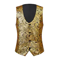 Prince Aristocrat Retro Vintage Rococo Baroque Victorian Masquerade Vest Men's Costume Vintage Cosplay Party / Evening Sleeveless Vest Masquerade Lightinthebox