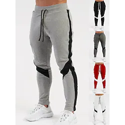 Men's Joggers Sweatpants Pocket Drawstring High Waist Bottoms Outdoor Athleisure Winter Cotton Breathable Quick Dry Moisture Wicking Running Walking Jogging Sportswear Activewear Color Block White Lightinthebox