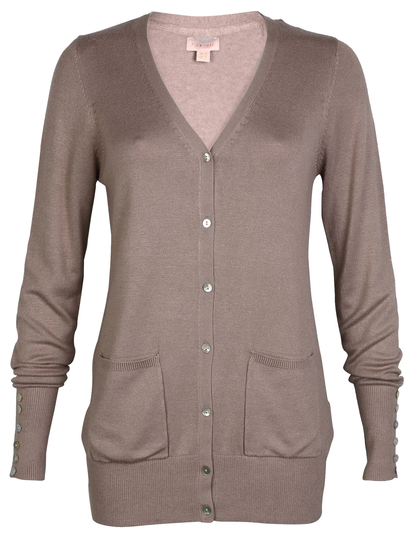 Cardigans Plum Tree Ambrosa fine knitted cardigan in Dark Sand / 18 - Tokyo Laundry
