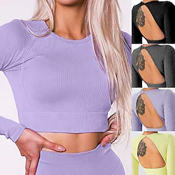 Women's Yoga Top Solid Color Light Yellow Black Spandex Yoga Fitness Running Tee Tshirt Sport Activewear Breathable Quick Dry Moisture Wicking Stretchy Lightinthebox