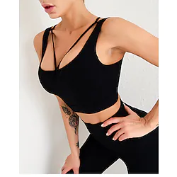Women's Sports Bra Medium Support Removable Pad Wireless Solid Color Black Rosy Pink Spandex Yoga Fitness Gym Workout Bra Top Sport Activewear Breathable Quick Dry Comfortable Stretchy Lightinthebox