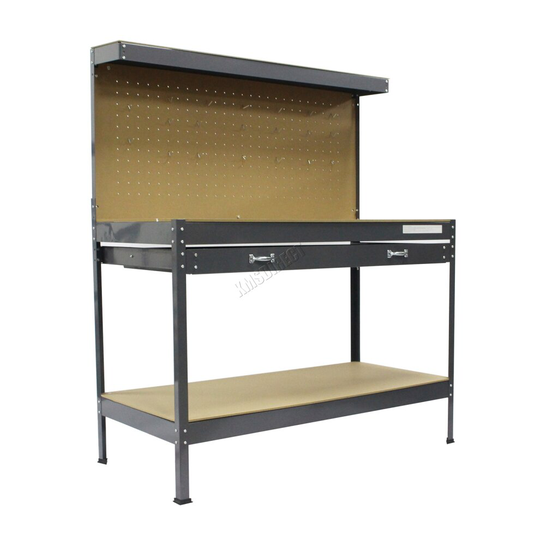 (Grey) SwitZer Steel Garage Tool Box Work Bench Storage Pegboard Shelf DIY Workshop