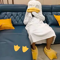 Adults' Nightwear Wearable Blanket Hoodie Duck Elizabeth Animal Onesie Pajamas Flannel Cosplay For Men and Women Christmas Animal Sleepwear Cartoon Festival / Holiday Costumes Lightinthebox