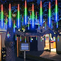 Solar Meteor Shower Rain Lights Waterproof IP65 50cm 8 Tubes 288LEDs Cascading Falling Rain Lights Raindrop Snowfall Icicle Lights for Tree Yard Party Patio Christmas Holiday Decor Lightinthebox