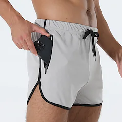 Men's Running Shorts Athletic Shorts Drawstring Zipper Pocket Shorts Athletic Athleisure Spandex Breathable Quick Dry Soft Fitness Gym Workout Running Sportswear Activewear Solid Colored Dark Grey Lightinthebox