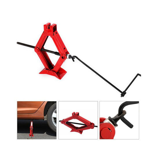 1Ton Tonne Scissor Wind Up Jack Car Garage Chromed Crank Speed Handle