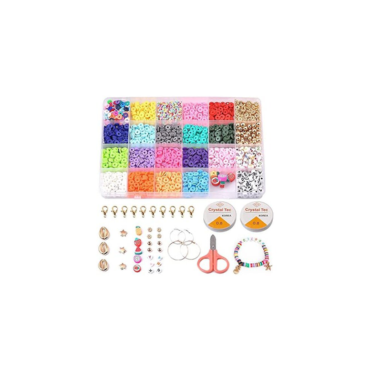 Clay Beads,CHB Flat Beads Heishi Polymer Preppy Beads for Jewelry Making Kit for Jewellery Making Sets Bracelet Necklace Ring with Container Box