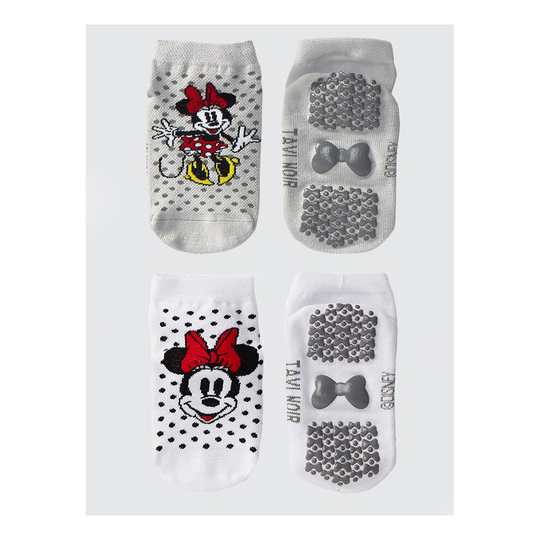 (S) Tavi Noir Disney Kids Grip 2 Pack Socks - Minnie