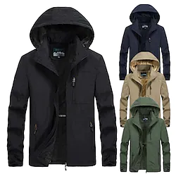 Men's Waterproof Hiking Fleece Jacket Hoodie Jacket Military Tactical Jacket Cotton Winter Jacket Outdoor Thermal Warm Windproof Lightweight Windbreaker Parka Trench Coat Outerwear Full Zip Lightinthebox