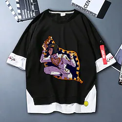 Inspired by JoJo's Bizarre Adventure Jotaro Kujo T-shirt Cartoon Manga Anime Fake two piece Harajuku Street Style T-shirt For Men's Women's Unisex Adults' Hot Stamping 100% Polyester Lightinthebox