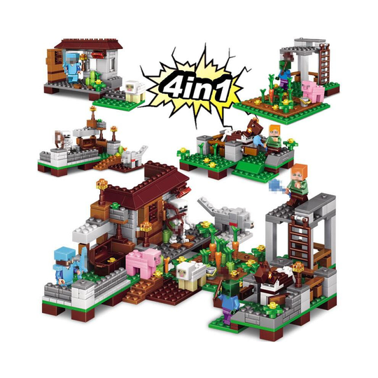 Minecraft Building Blocks 4 in 1 Creative Boys Handmade Craft Model Building Kits without box