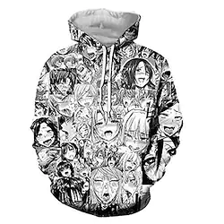 Inspired by Ahegao Ahegao Cosplay Costume Hoodie Cartoon 3D Harajuku Graphic Kawaii Hoodie For Men's Women's Adults' Terylene Lightinthebox