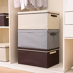 Thickened Non-woven Pressed Diamond Lattice Portable Quilt Storage Bag With Lid Storage Box Dustproof Lightinthebox