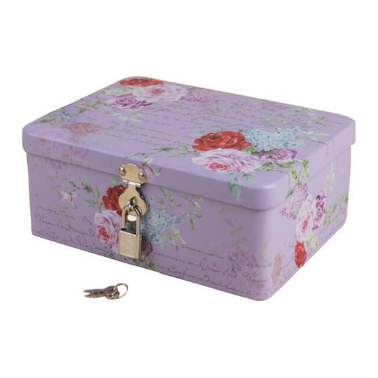 Retro Style Key Box Storage Box Iron Box Password Lock Box-Purple
