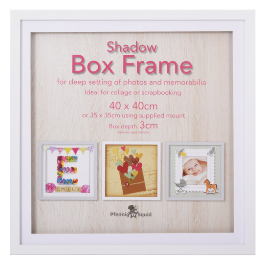 (White, 40x40cm) Shadow Box Frame Deep 3D Display Picture Craft Frames